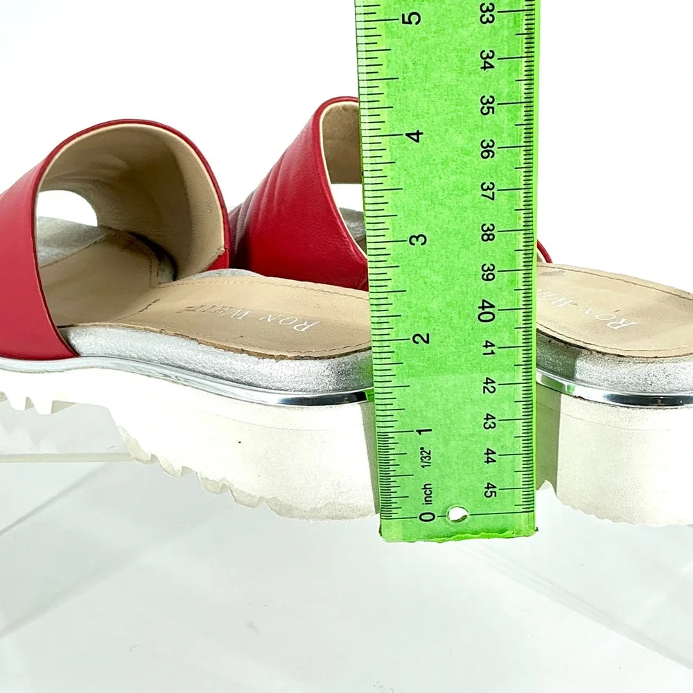 Ron White Size 39 US 8.5 Red Leather Abetone Slide Sandals NEW Carley $395